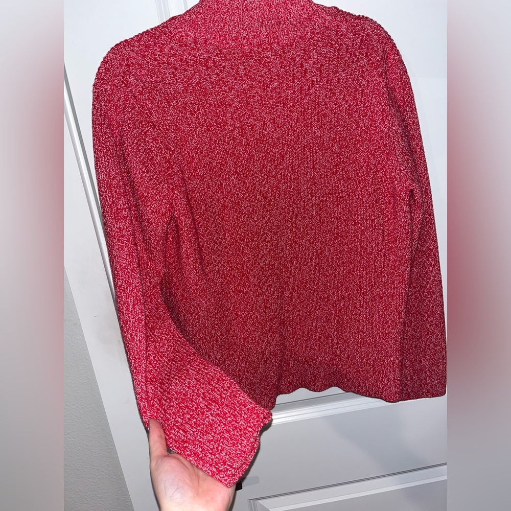 Crazy Horse by Liz Claiborne Red/White Knitted Zip Up Sweater Size Large - Picture 10 of 16